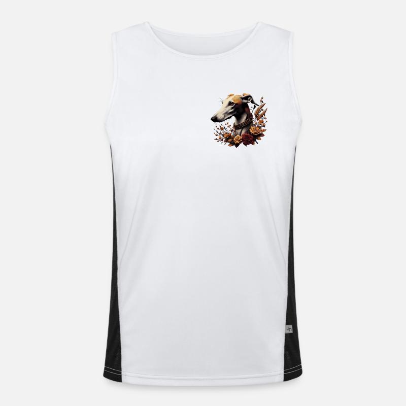 Greyhoundkopf Herbstrosenkranz Funktionelles Kontrast-Tank Top für Männer 