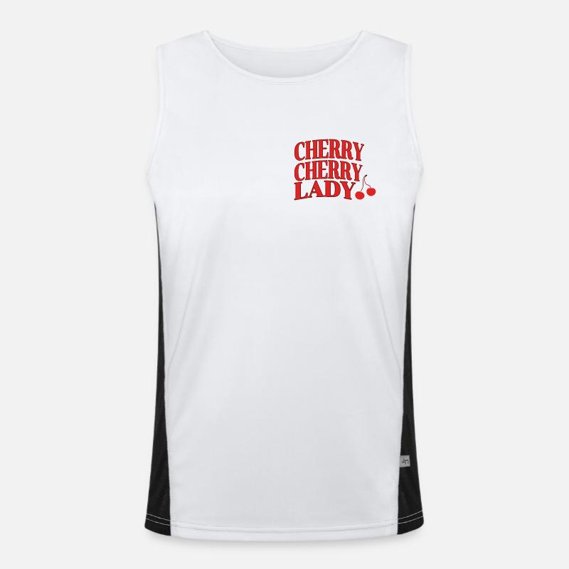 Cherry Lady Retro Script Typography Men's Functional Contrast Tank Top 