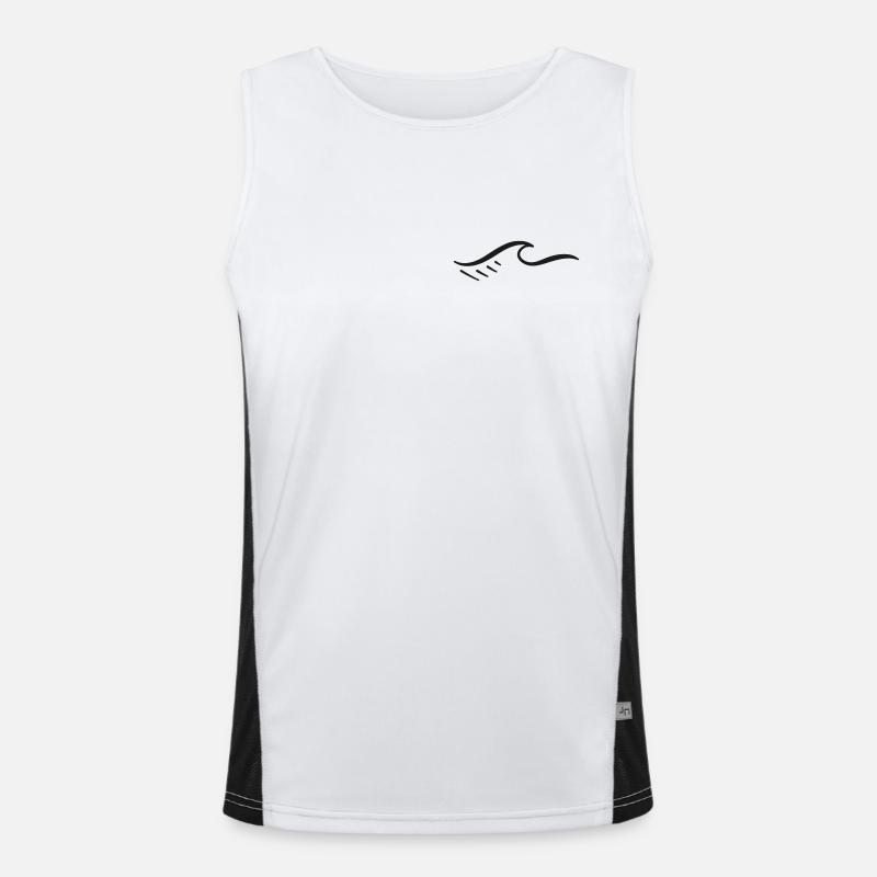 Abstract Geometric Wave Pattern - Men's Functional Contrast Tank Top  - white/black