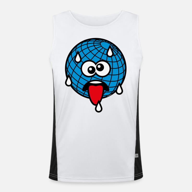 Emoticon / Climate Change / Warming / Earth Day 4C Men's Functional Contrast Tank Top 