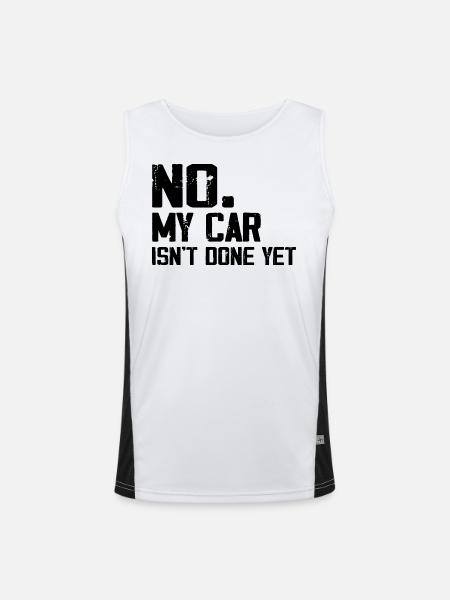 No My Car Isn't Done Yet Funny Car Mechanic Garage - Débardeur respirant contrasté Homme  - blanc/noir - Devant
