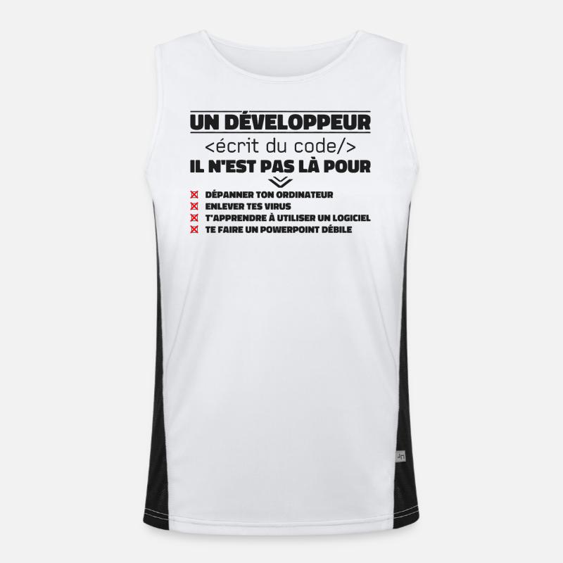 Un Développeur Écrit du Code Cadeau Débardeur respirant contrasté Homme 