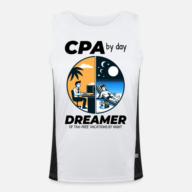 CPA Daydreams: Balancing Work and Bliss in Split Men's Functional Contrast Tank Top 