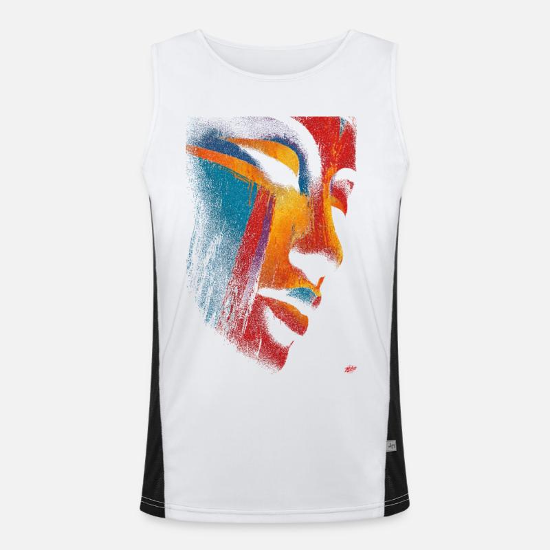Buddha's Face - Men's Functional Contrast Tank Top - white/black