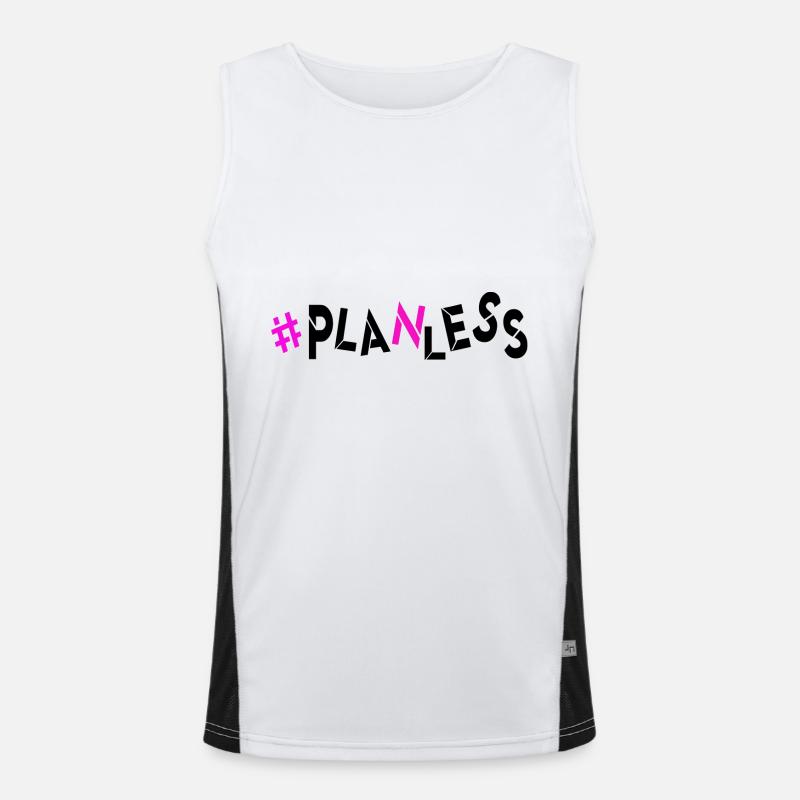 no idea today no plan burnout planless headless - Men's Functional Contrast Tank Top  - white/black