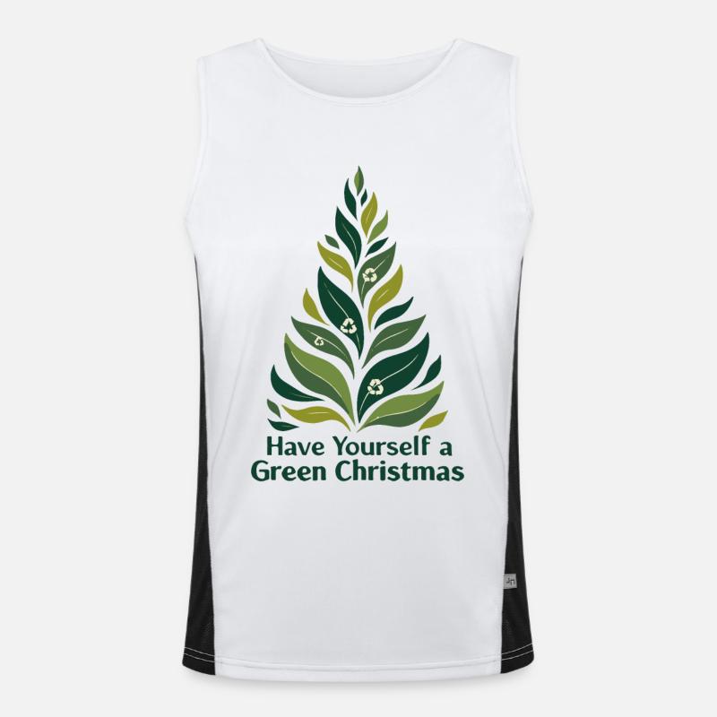 Eco Friendly Green Christmas Tree Men's Functional Contrast Tank Top 