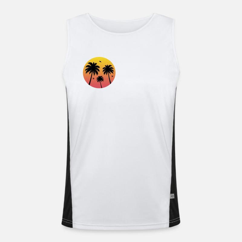 Sunset Palm Tree Beach Men's Functional Contrast Tank Top 