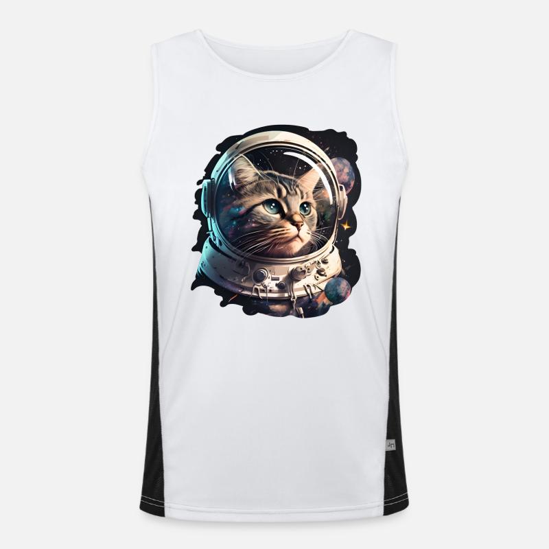 Chat dans l’espace mignon chaton astronaute Débardeur respirant contrasté Homme 