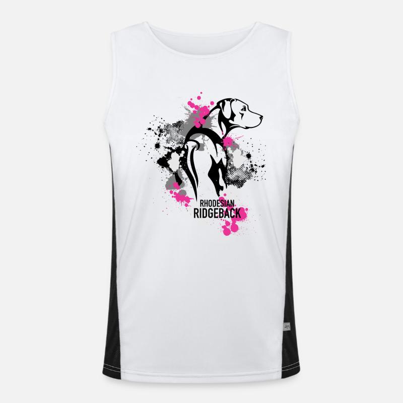 Rhodesian Ridgeback Splash Pink Funktionelles Kontrast-Tank Top für Männer 