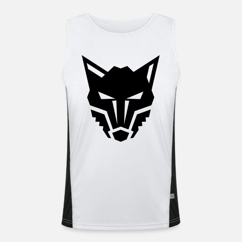Wolf front Logo böser Blick Funktionelles Kontrast-Tank Top für Männer 