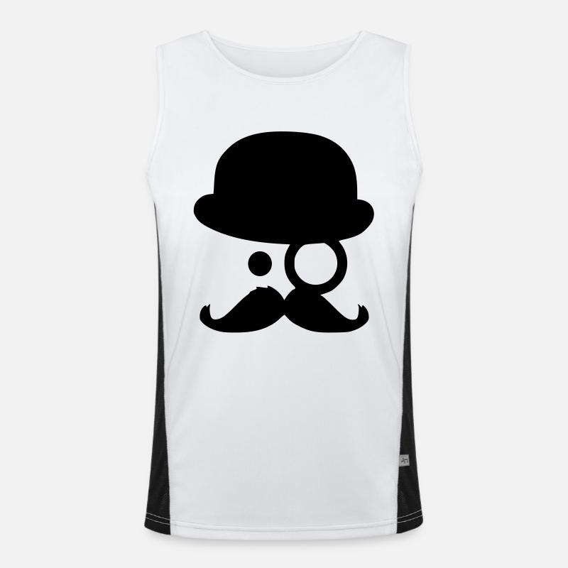 Moustache - by www.CodeShirt24.de - Men's Functional Contrast Tank Top  - white/black