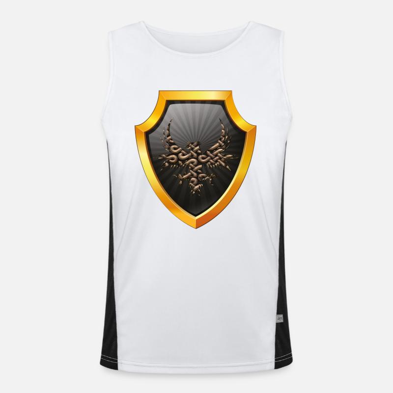 shield logo esports emblem sword crest symbol eagle Men's Functional Contrast Tank Top 