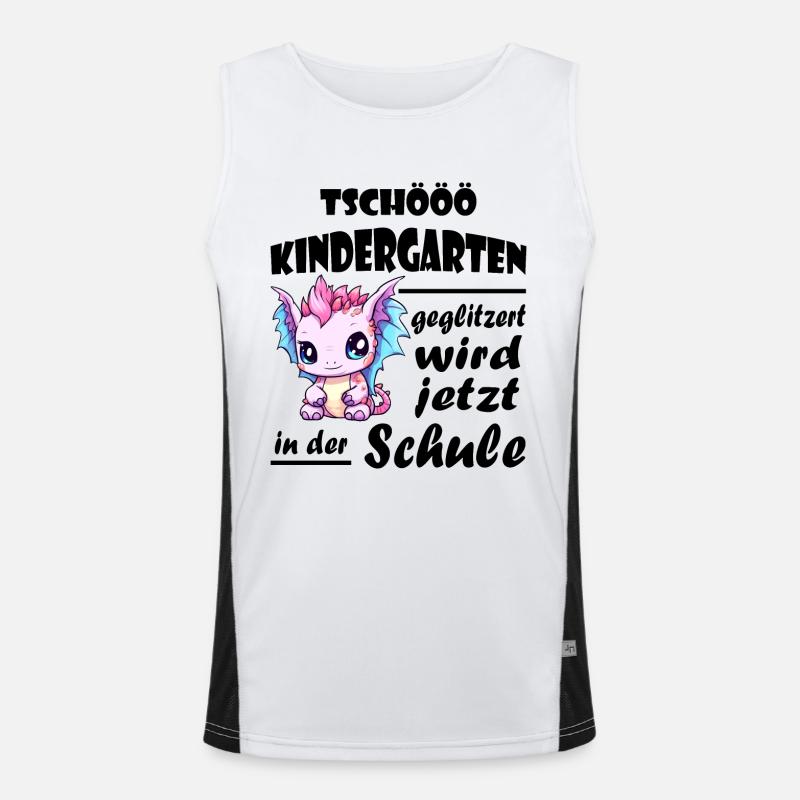 Einschulung Schulkind Drache Funktionelles Kontrast-Tank Top für Männer 