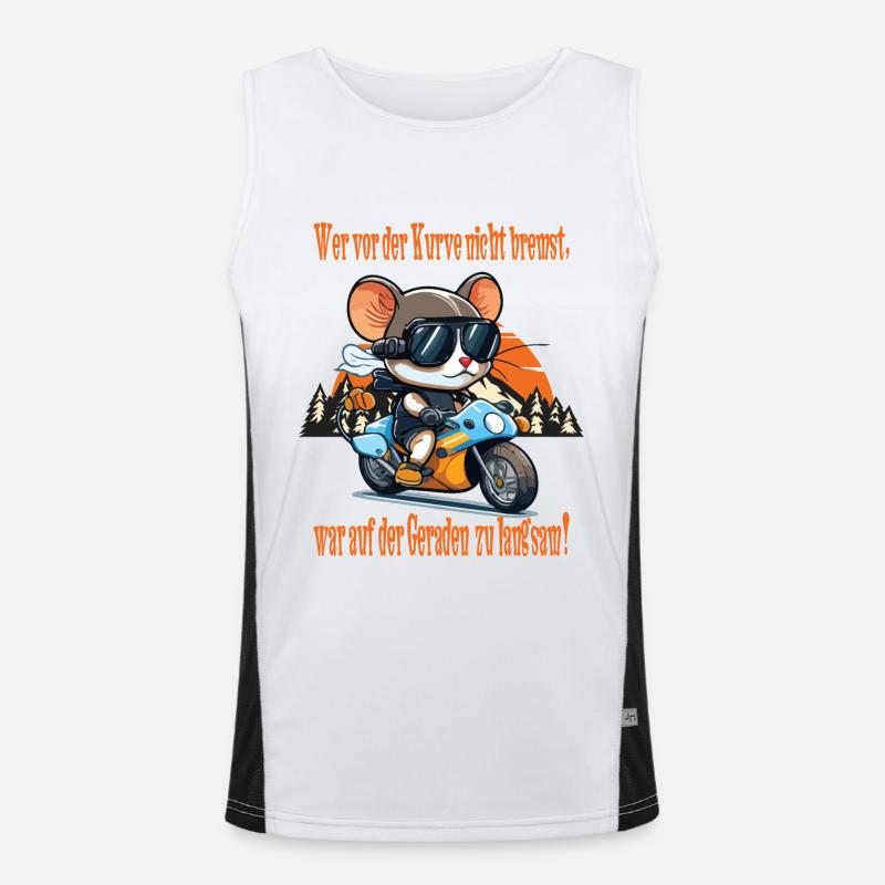 Motorrad Spruch - Wer vor der Kurve nicht bremst Funktionelles Kontrast-Tank Top für Männer 
