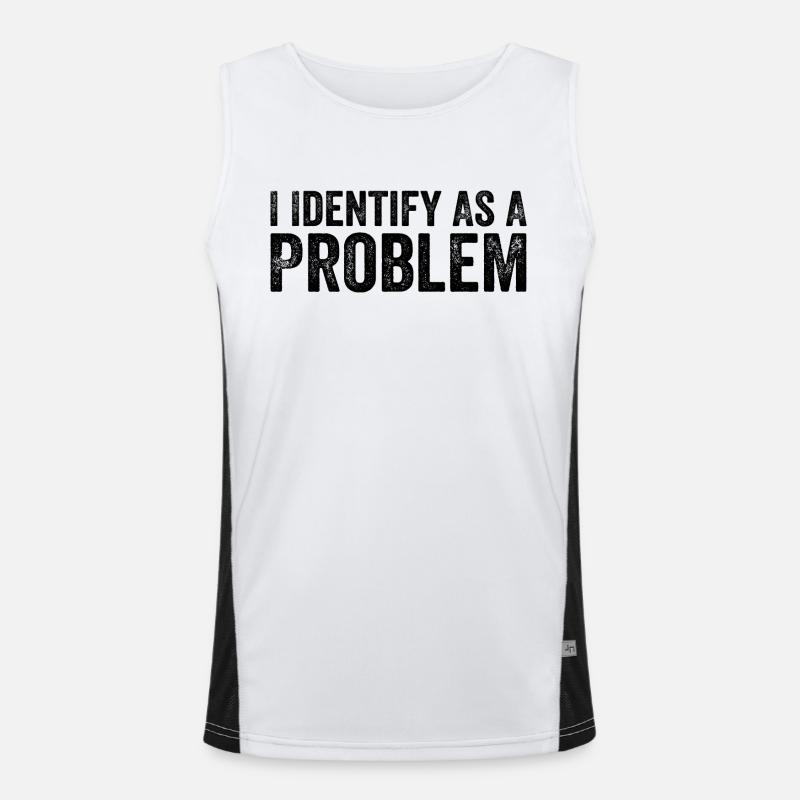 I Identify As A Problem - Men's Functional Contrast Tank Top  - white/black