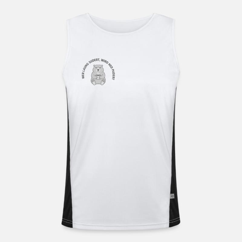 Wer laung sudert, wird ned pudert – Grumpy Coffee Funktionelles Kontrast-Tank Top für Männer 