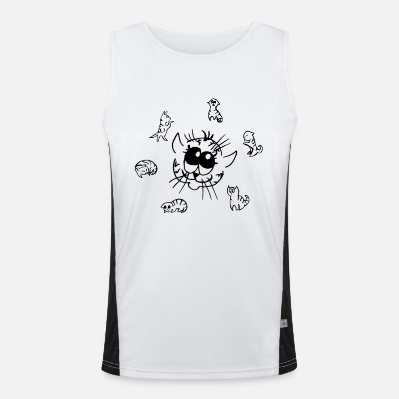 Sun from incredibly cute cats - Men's Functional Contrast Tank Top  - white/black