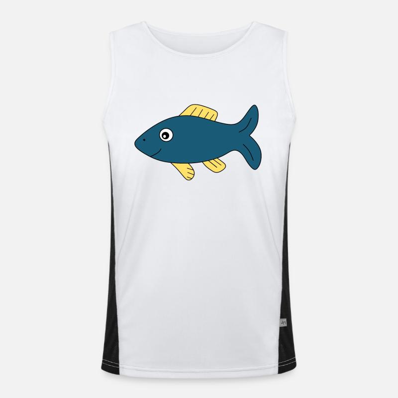 blue fish comic fish Men's Functional Contrast Tank Top 