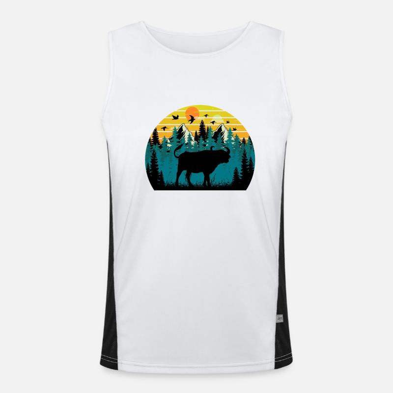 Sunset bison Men's Functional Contrast Tank Top 