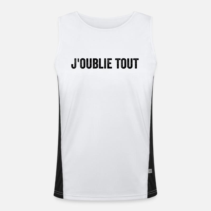 I forget everything - Men's Functional Contrast Tank Top  - white/black