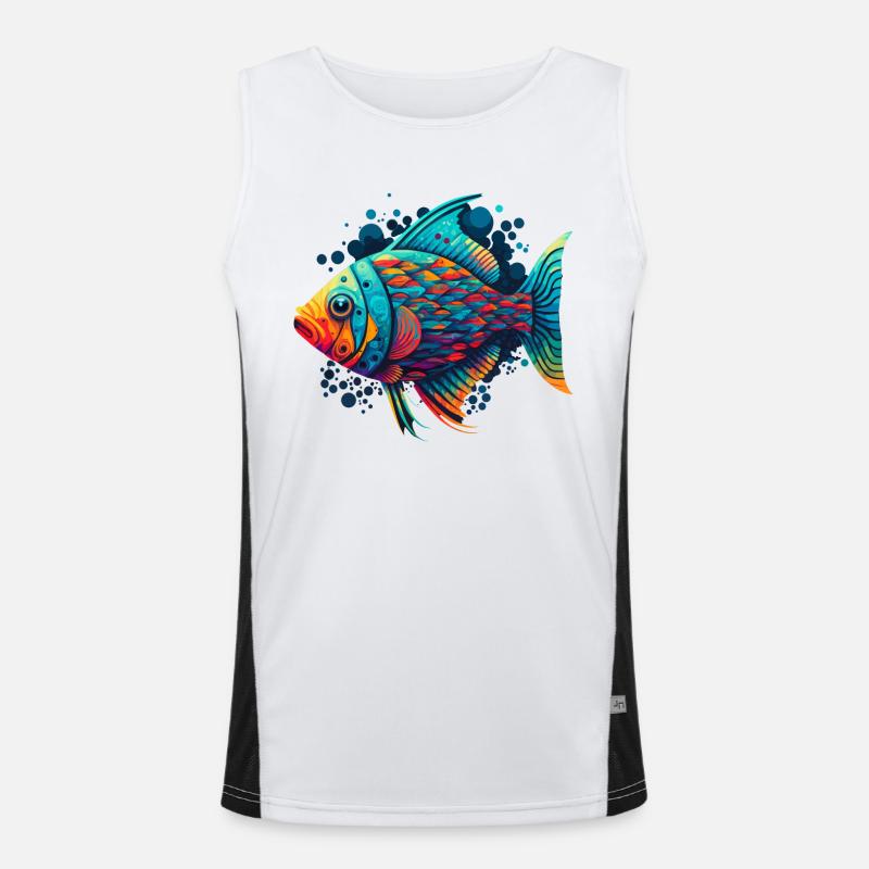Fish Artwork Men's Functional Contrast Tank Top 