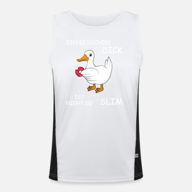 Ente mit Donut Spruch Funktionelles Kontrast-Tank Top für Männer 