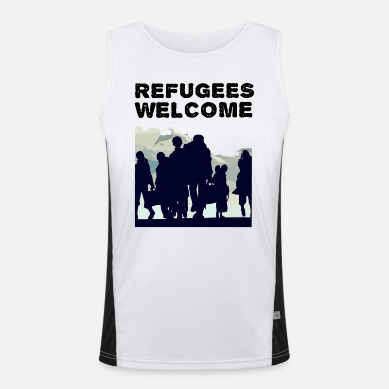 Willkommen Flüchtlinge Funktionelles Kontrast-Tank Top für Männer 