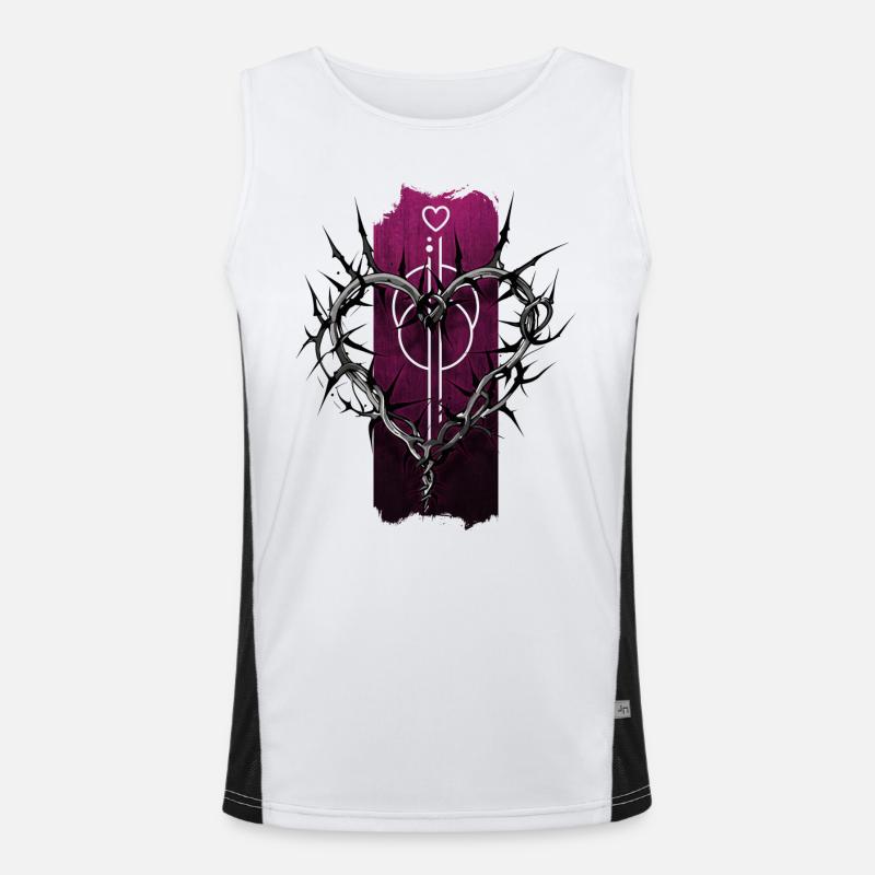 Love's Thorned Canopy: Heart-Shaped Branches Men's Functional Contrast Tank Top 