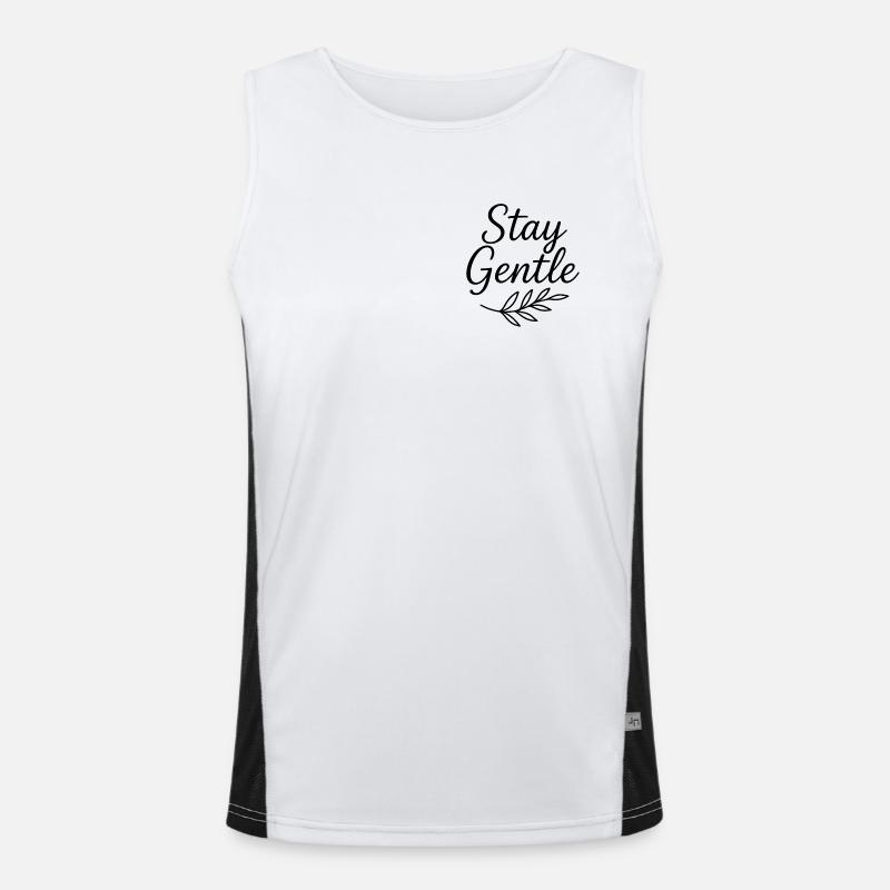 Stay Gentle Script with Leaf Branch Men's Functional Contrast Tank Top 
