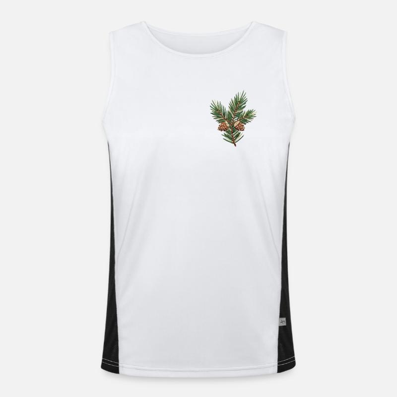 Branche de Noël brodée – subtil accent vert Débardeur respirant contrasté Homme 