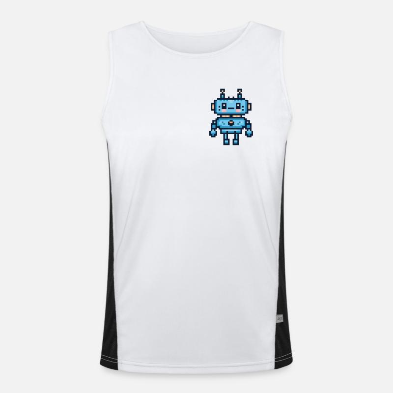 Pixel-Art-Roboter Funktionelles Kontrast-Tank Top für Männer 