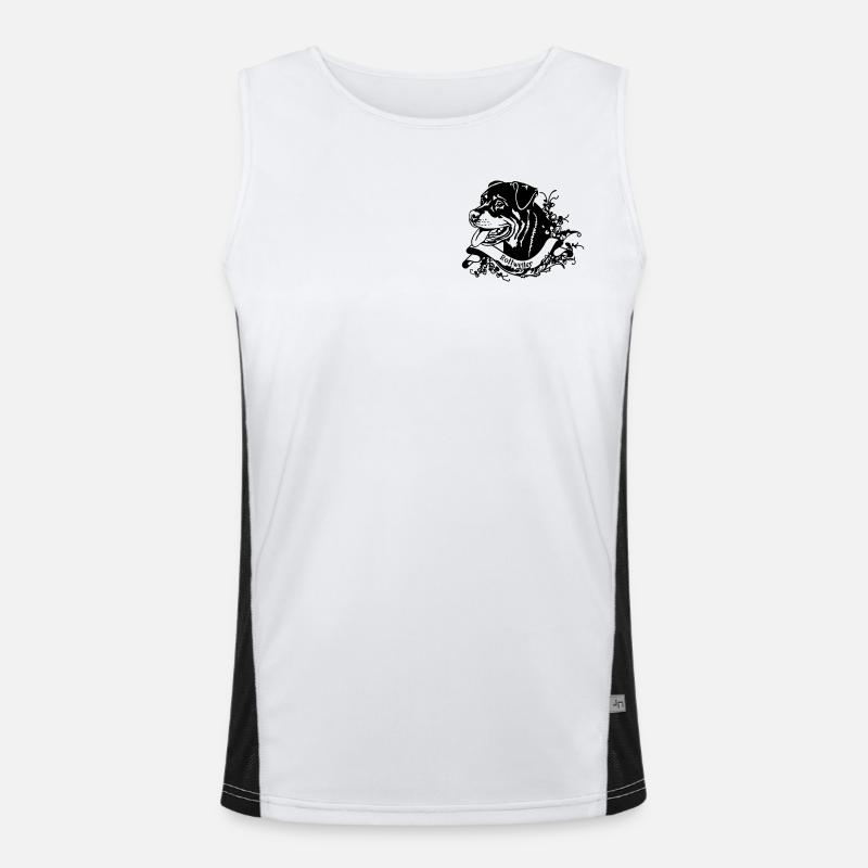 Rottweiler on retro banner Men's Functional Contrast Tank Top 