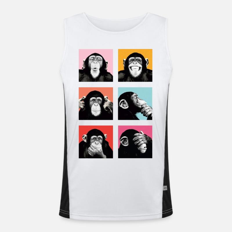 Pop-Art Affe Farbexplosion Funktionelles Kontrast-Tank Top für Männer 