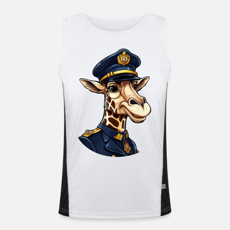 Giraffe Policewoman Men's Functional Contrast Tank Top 