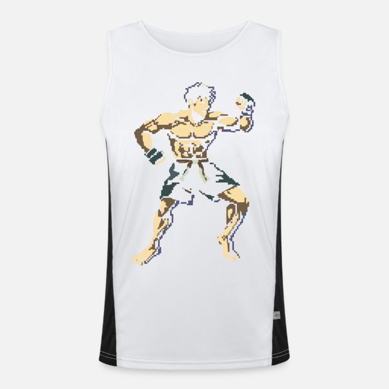 Kickboxer Pixel Grafik Funktionelles Kontrast-Tank Top für Männer 