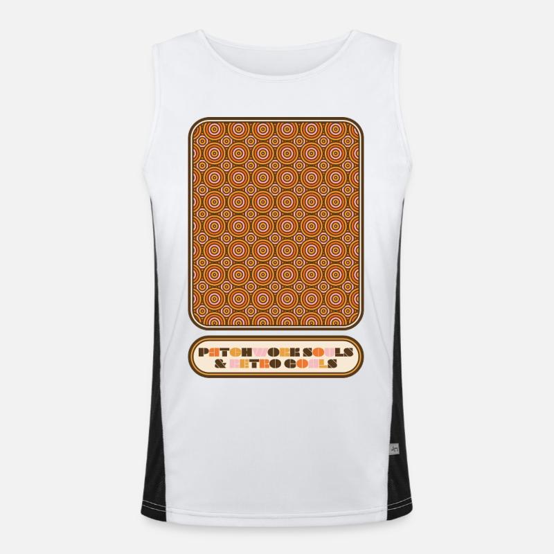 Patchwork Souls & Retro Goals – 70s Pattern - Funktionelles Kontrast-Tank Top für Männer  - Weiß/Schwarz