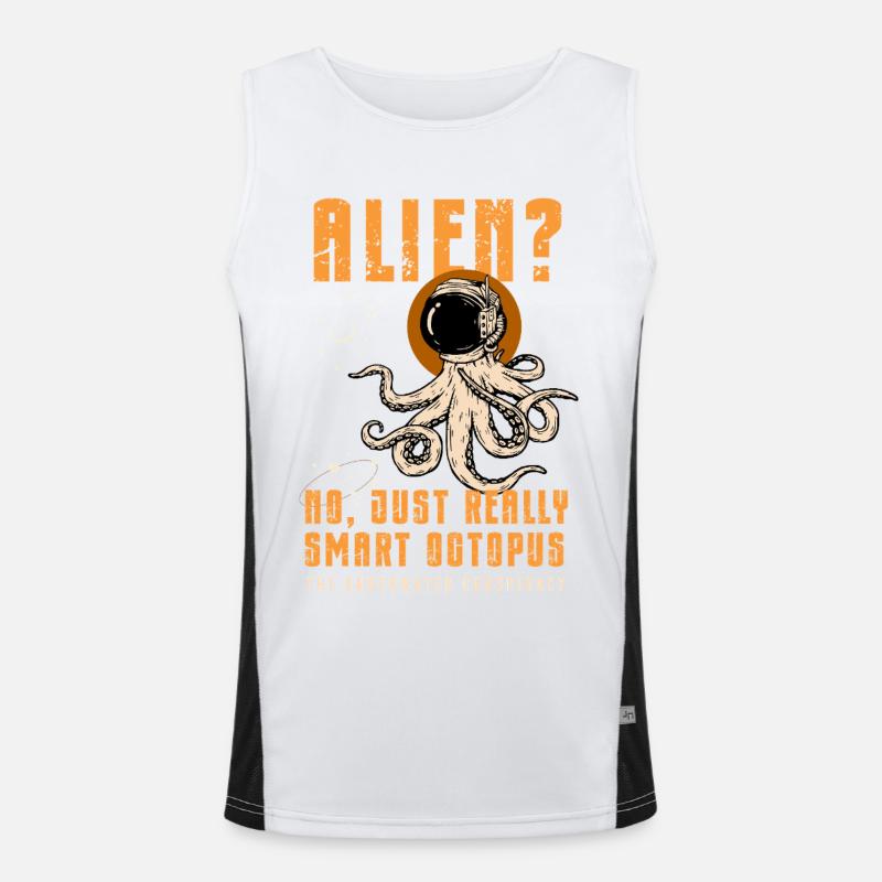 Alien? No, Just Smart Octopus - Men's Functional Contrast Tank Top  - white/black