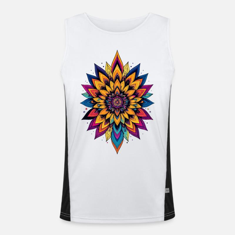 Bunte LSD Blume Mandala Farbexplosion Blumenstern Funktionelles Kontrast-Tank Top für Männer 