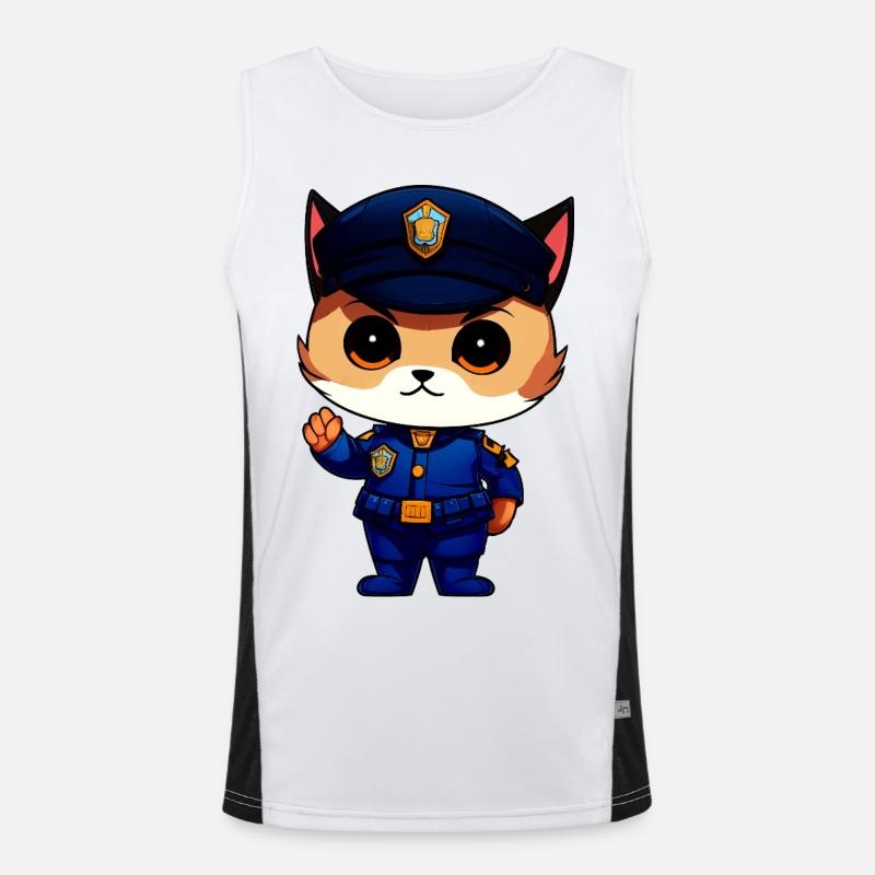 Cat Policeman Men's Functional Contrast Tank Top 
