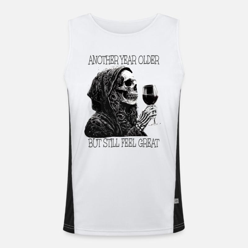 Birthday Wine Drinking Skeleton Men's Functional Contrast Tank Top 