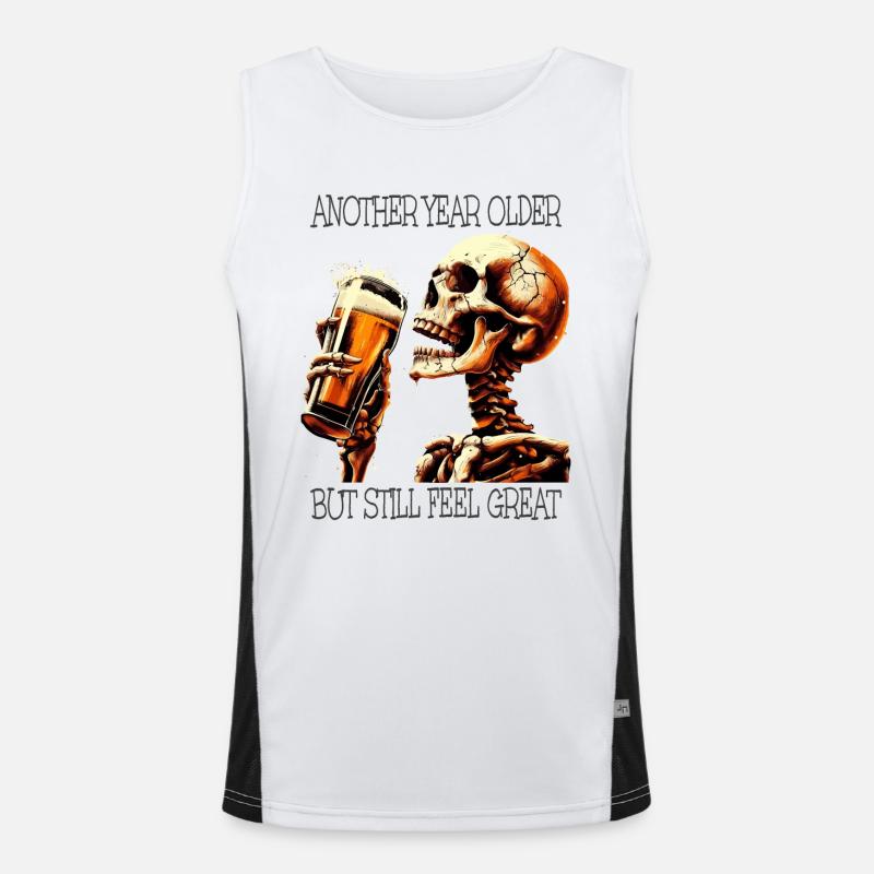 Birthday Beer Drinking Skeleton Men's Functional Contrast Tank Top 