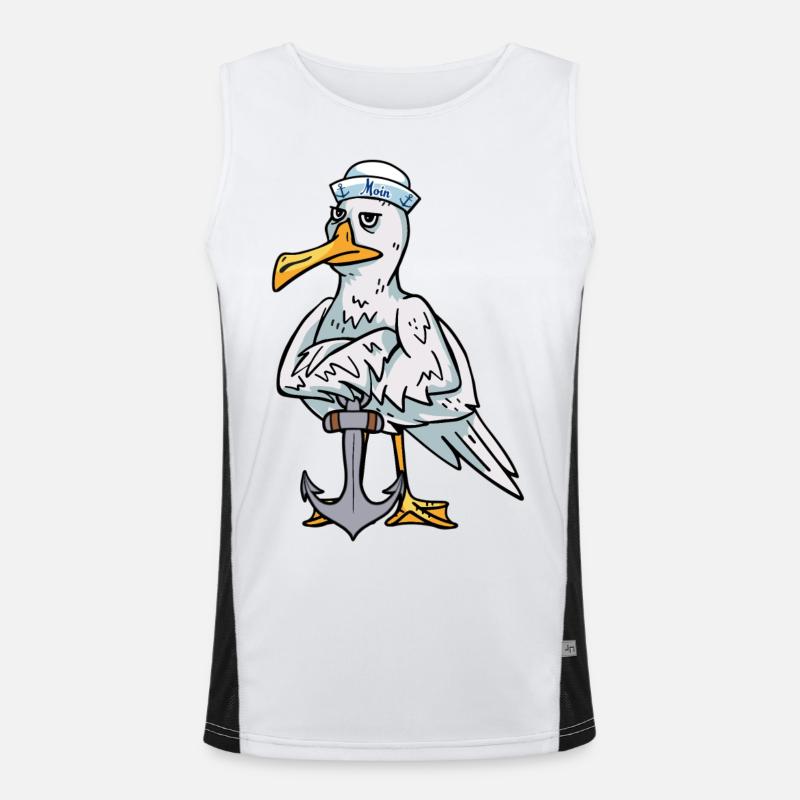 Matrose Möwe Anker Seemann Ahoi Vogel maritim Funktionelles Kontrast-Tank Top für Männer 