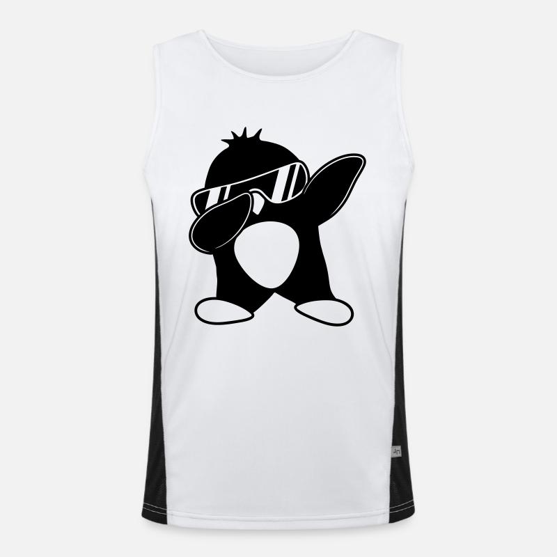 Penguin Dab Funny Men's Functional Contrast Tank Top 