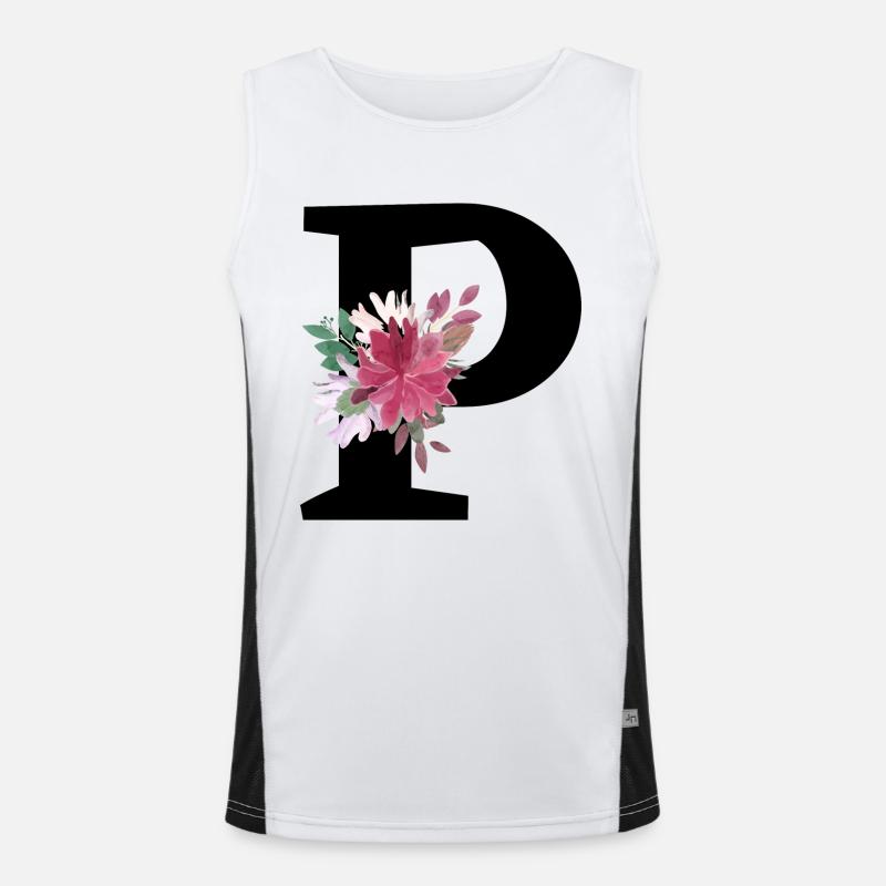 Buchstabe p blumig Funktionelles Kontrast-Tank Top für Männer 