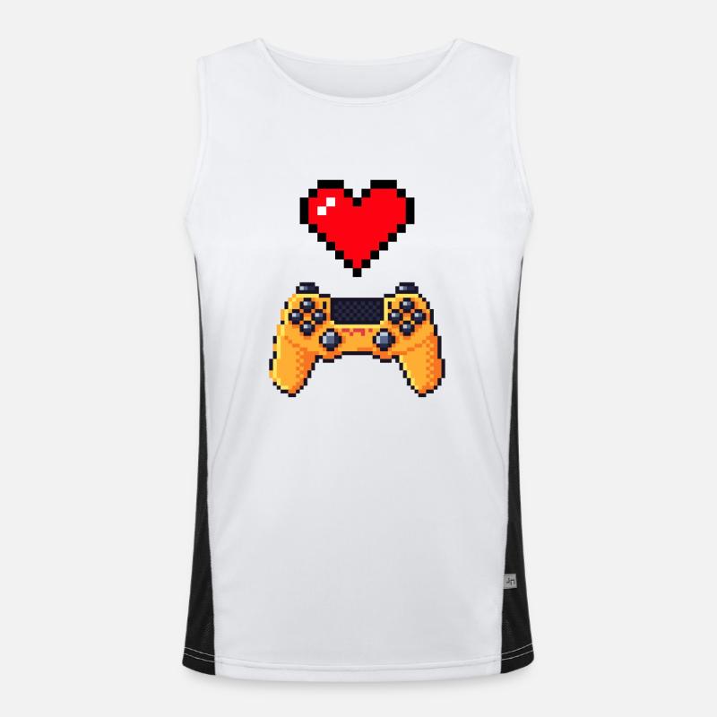 Retro gaming heart controller Men's Functional Contrast Tank Top 