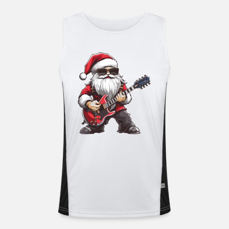 Weihnachtsmann Gitarre Funktionelles Kontrast-Tank Top für Männer 