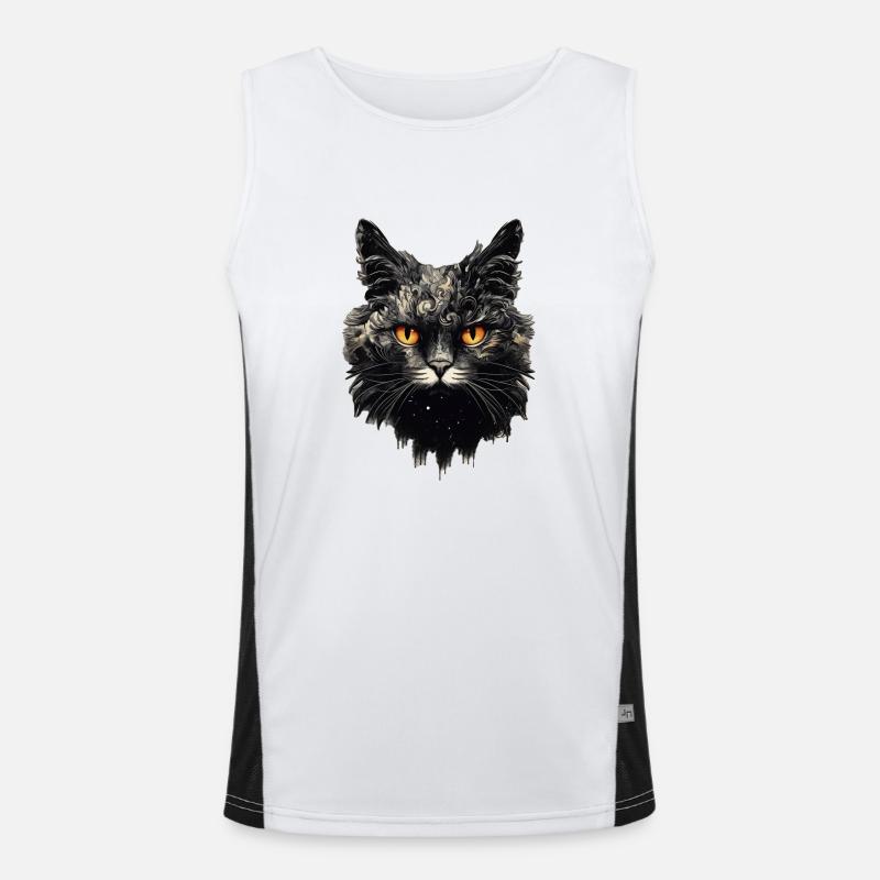 Cat - Men's Functional Contrast Tank Top - white/black