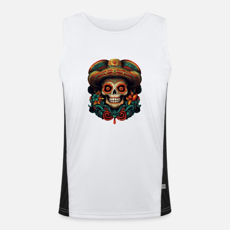 Cinco de Mayo Skull Men's Functional Contrast Tank Top 