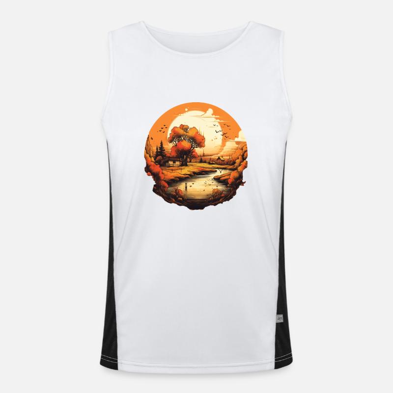 Herbstliche Landschaft Funktionelles Kontrast-Tank Top für Männer 