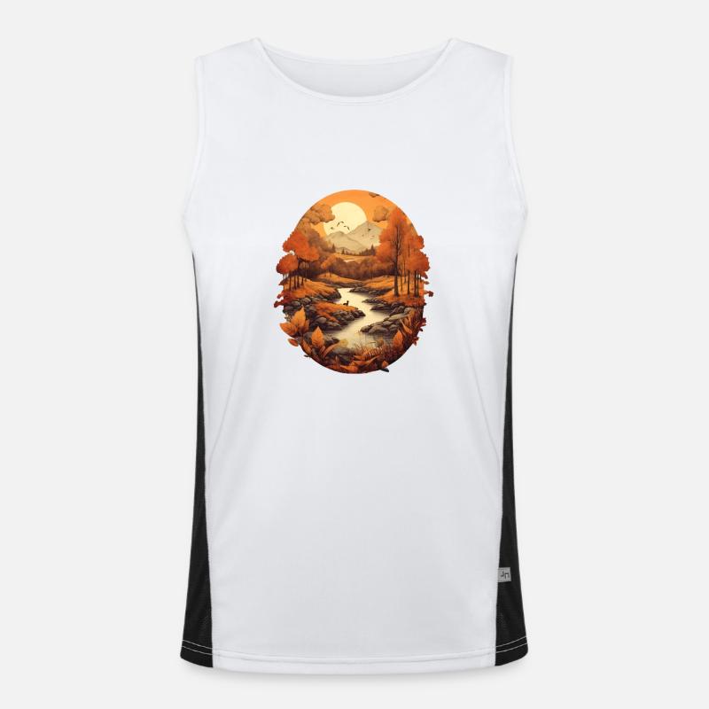 Herbstliche Landschaft Funktionelles Kontrast-Tank Top für Männer 